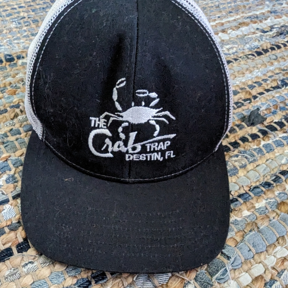 Crab Trap Hat Mens Black Adjustable Destin Florida Travel Souvenir Snap Back Tru
